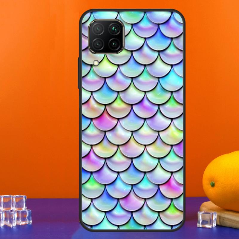Watercolor Faux Mermaid Scales For Huawei Nova Y90 Y91 Y60 Y70 Y72 Y61 9 10 SE 12i 12s 11i 5T P60 Pro P20 P30 P40 Lite Case
