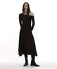 Partimento Woman Jacquard Tie-Neck Midi Dress_Brown