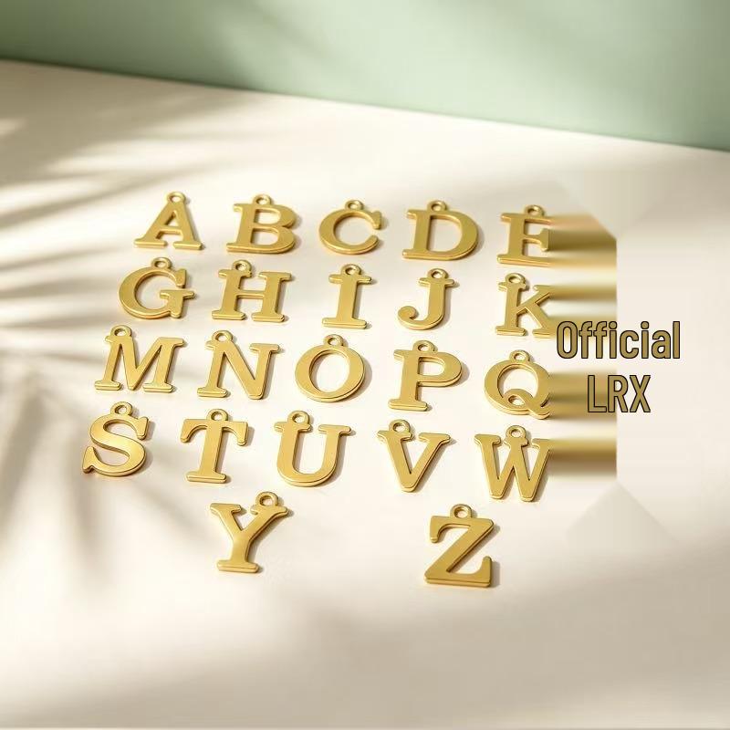 DIY Jewelry Accessories: 26 Alphabet Titanium Steel Pendants for Bracelets, Necklaces, Handmade Charms