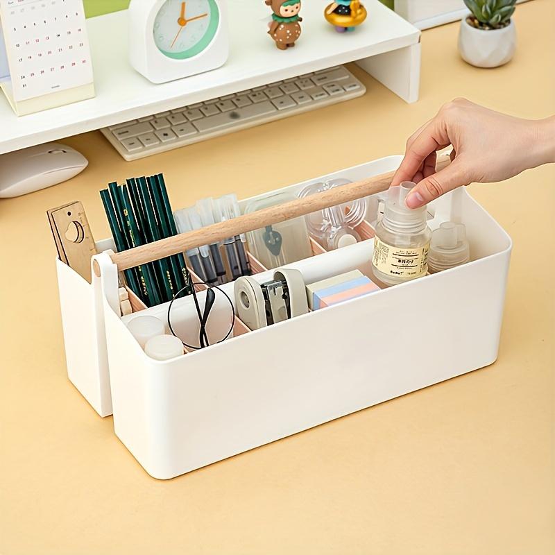 1pc Large Adjustable Plastic Storage Caddy with Handle - Portable Organizer for Art Supplies, Crafts, Colored Pencils, Makeup