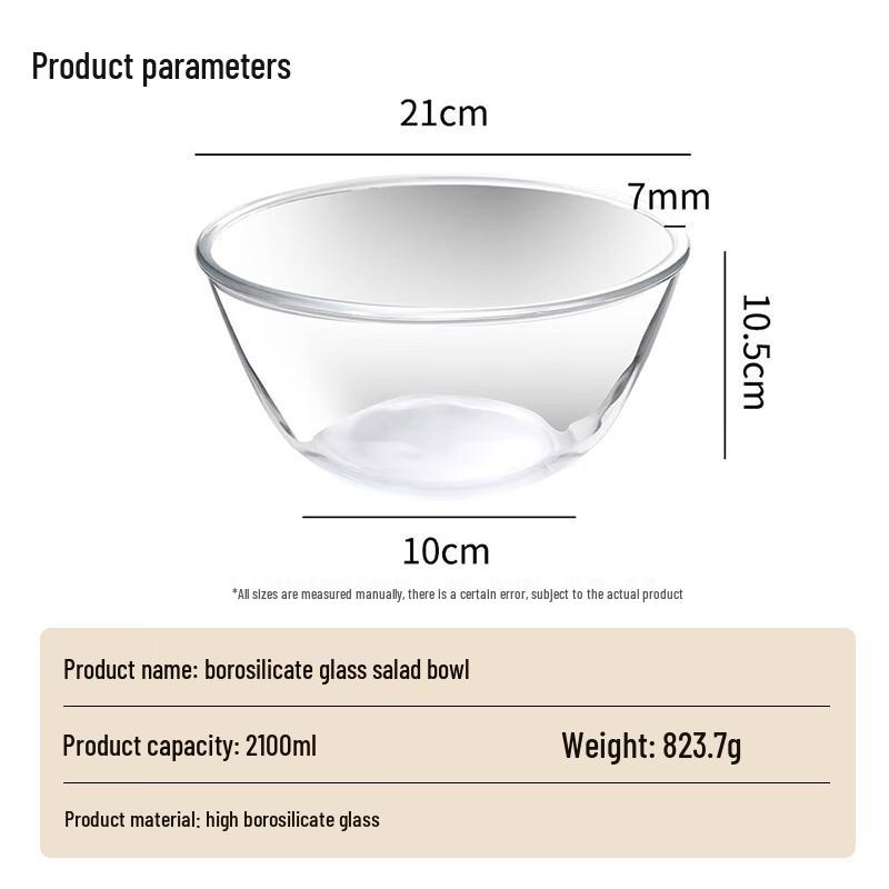 Baijie High Borosilicate Glass Mixing & Salad Bowl