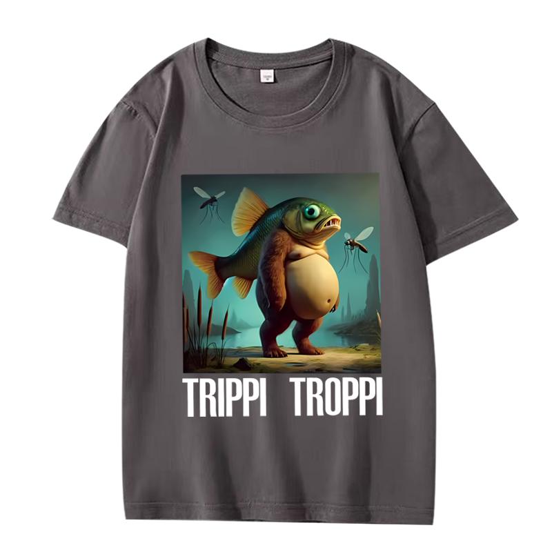 Trippi Troppi  Funny Italian Brainrot Animals Meme Graphic T Shirt Men Women Oversized 100% Cotton Summer Unisex Plus Sizetops