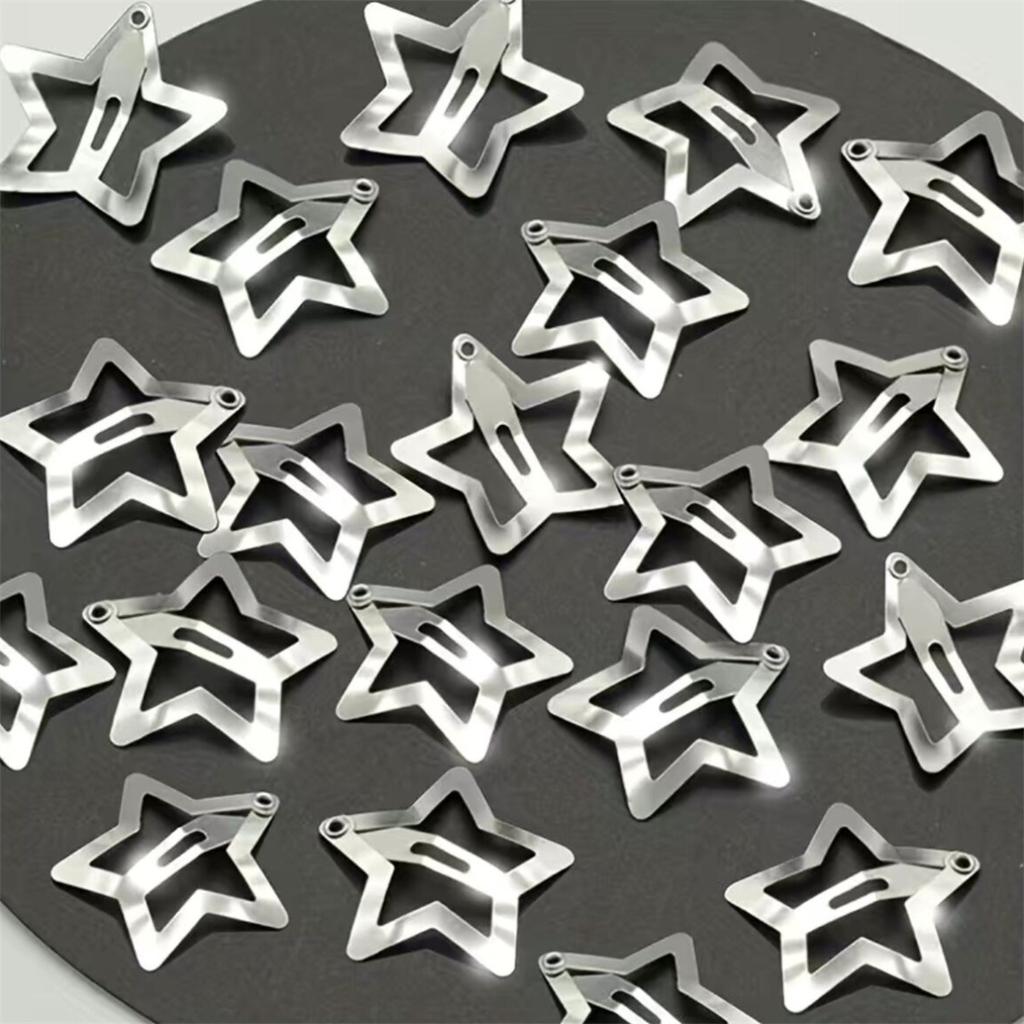50pcs Silvery BB Clip Cute Star Shape Hair Clip Women Simple Metal Snap Clip Headdress Hair Jewelry Accessories
