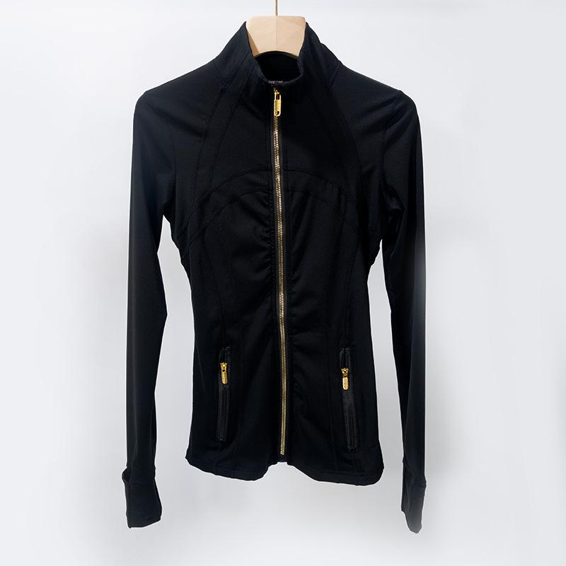 Damen 2.0 Classic Jacke mit goldenem Reißverschluss - Dünnes, hochelastisches Nylon für Frühling/Sommer Sport & Yoga