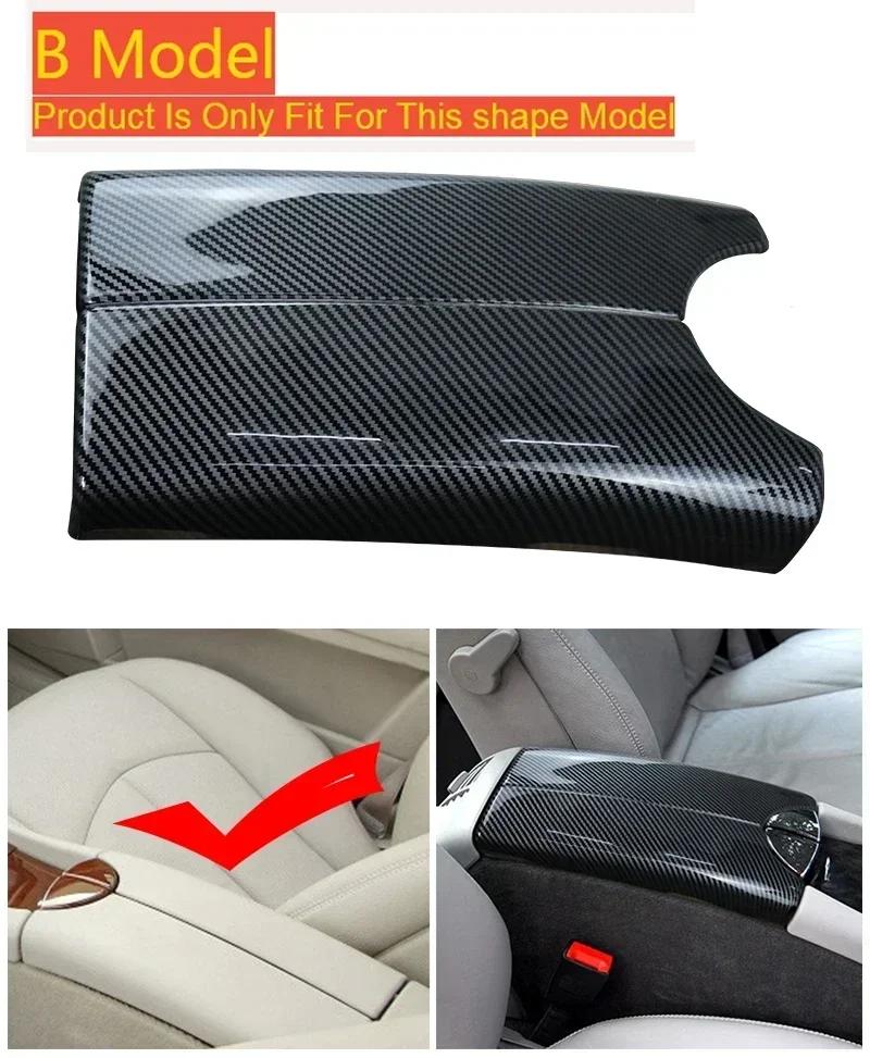 2025 Hot Racing Grills Carbon fiber Car Center Console Lid panel Armrest Box Trim Protective Cover Stickers For Mercedes Benz E