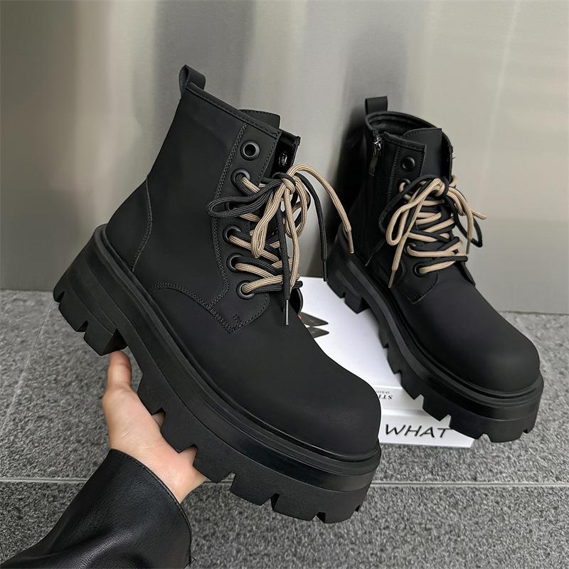 men fashion stage nightclub platform boots designer original leather shoes cowboy autumn winter boot high motorcycle botas male