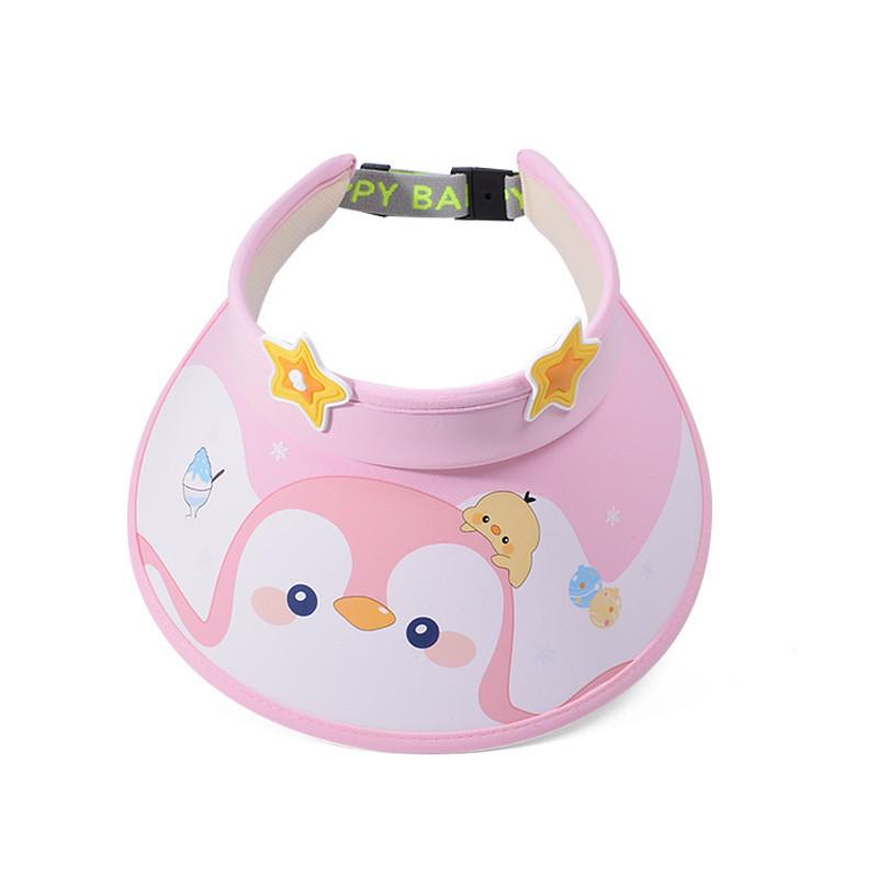 Niedlicher Kinder-Sonnenhut mit breiter Krempe und Pinguin-Cartoon für Jungen und Mädchen im Sommer