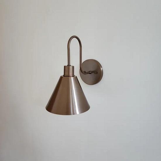 Minimalist Raw Brass Cone Wall Sconce – Handmade Modern Lighting