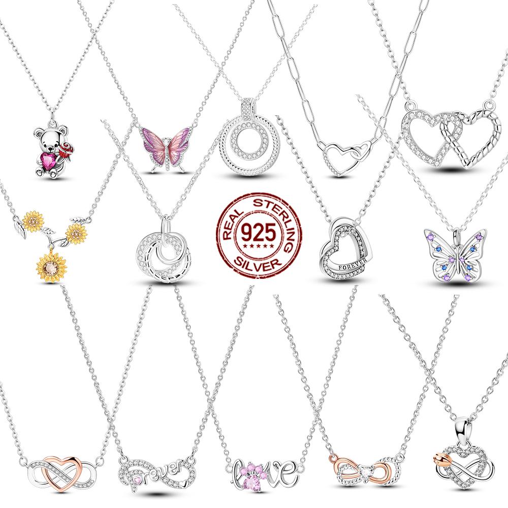 MULA Hote Heart Pendant Necklace 925 Silver Snake Neck Necklace Original Bracelet DIY Jewelry Fashion Luxury Women