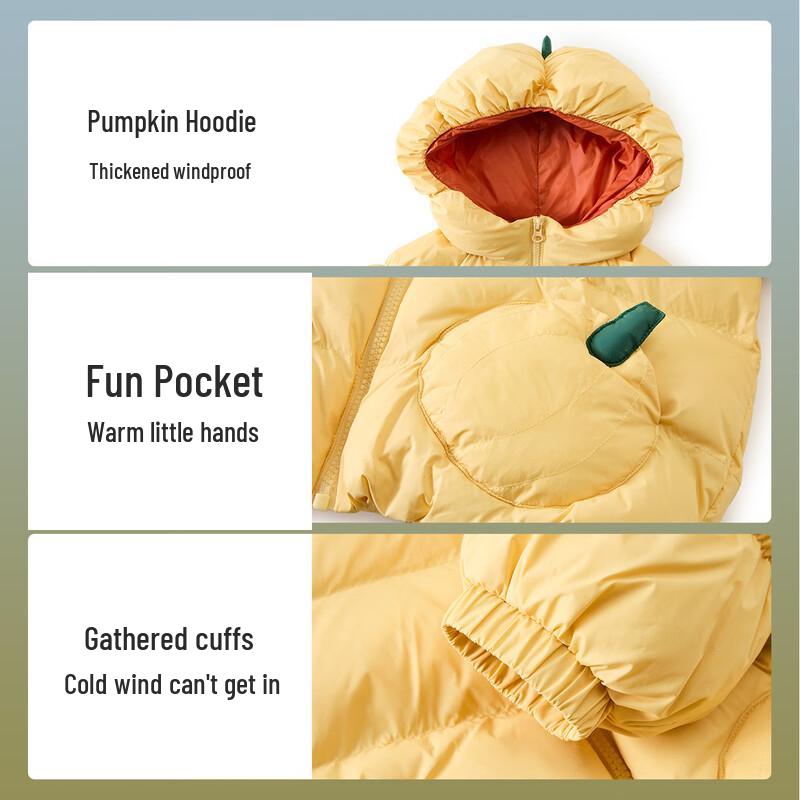 ASK JUNIOR Kids' Water-Resistant Hooded Pumpkin Puffer Jacket