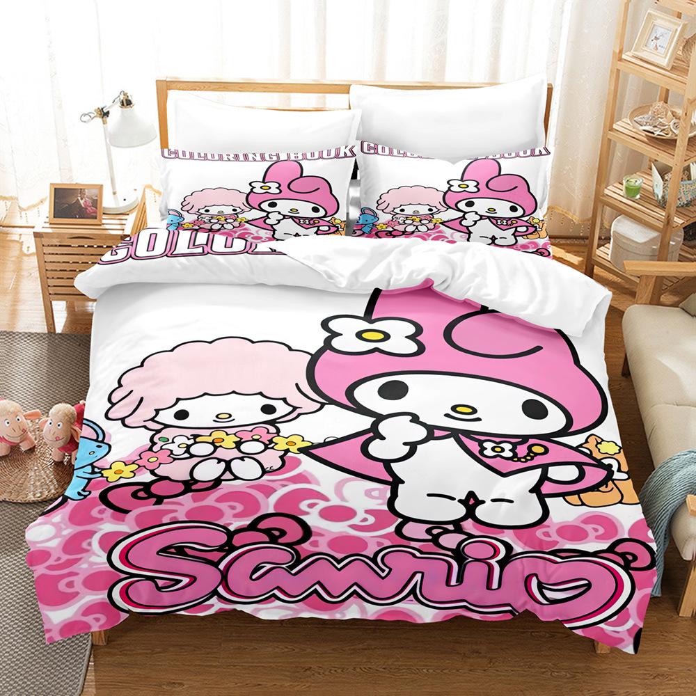Melody Polished Four-Piece Cartoon Sanrio Autumn And Winter Warm Bedding Quilt Cover Pillowcase Mattress Sheet