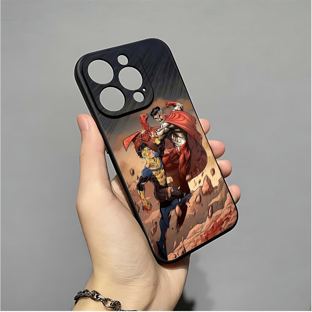 Cool I-InvincibleS Comic Phone Case For IPhone 16,15,14,13,12,11,XS,XR,X,8,7,Pro,Max,Plus,mini Silicone Black Cover