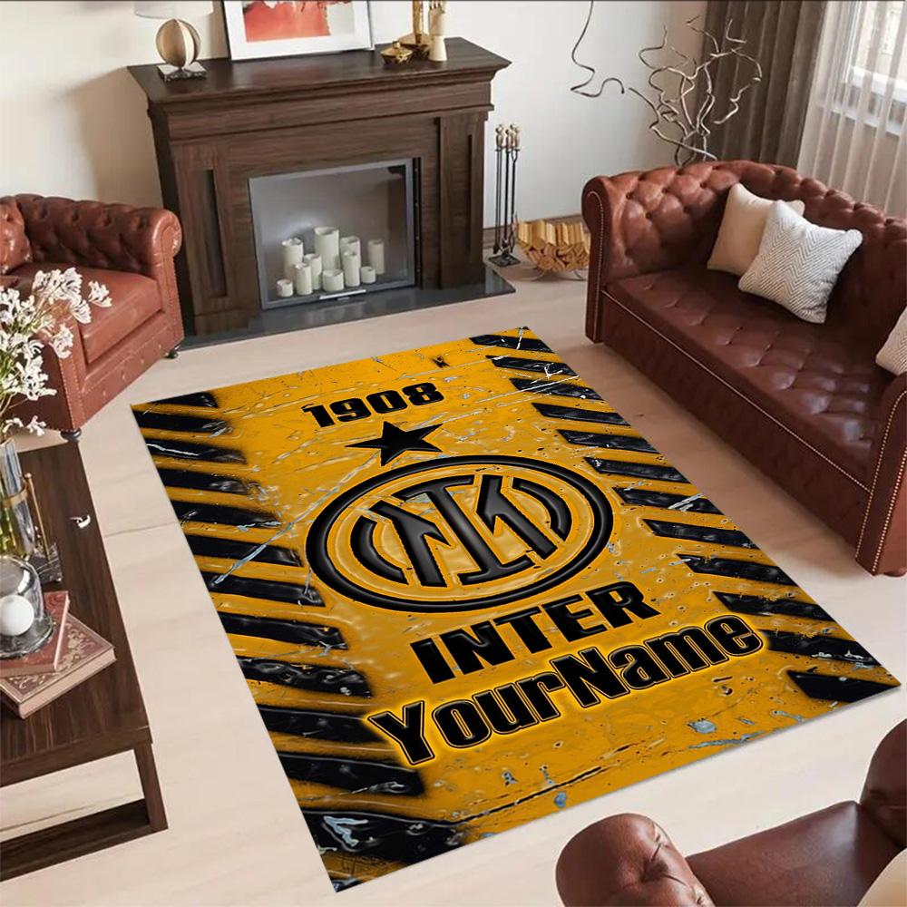 Inter Milan Customize Text Carpet Perfect for Hallway Living Rooms Balcony Entryway Anti-slip Rug Anime Office Decor Best for Christmas
