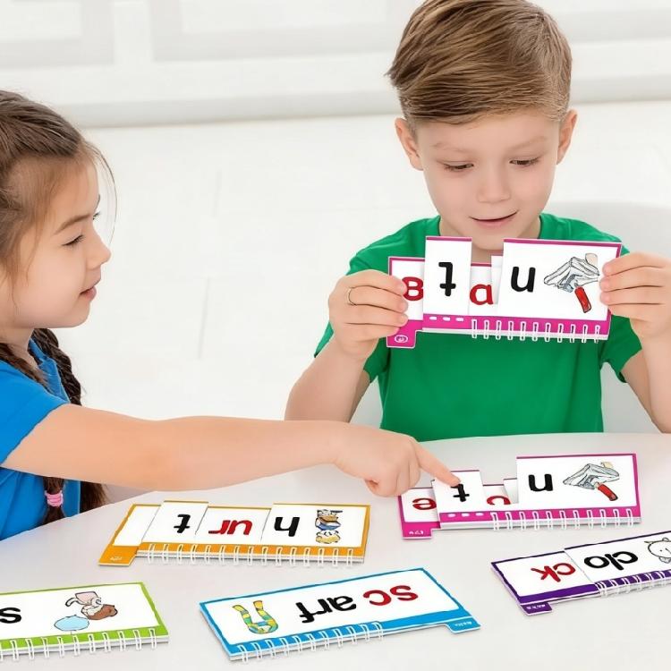 Interactive Phonics Flip Cards Flip Book Set For Kids Featuring Word Families And Colorful Color To Stimulate Learning