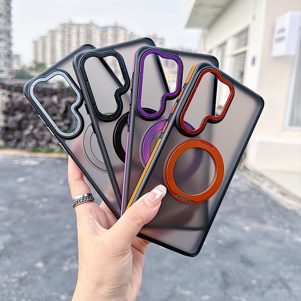 KEYSION Custodia Magnetica Traslucida Opaca per Telefono per Samsung Galaxy S25 S26 Ultra 5G S26+ Supporto ad Anello Rotante a 360° Copertura Antiurto