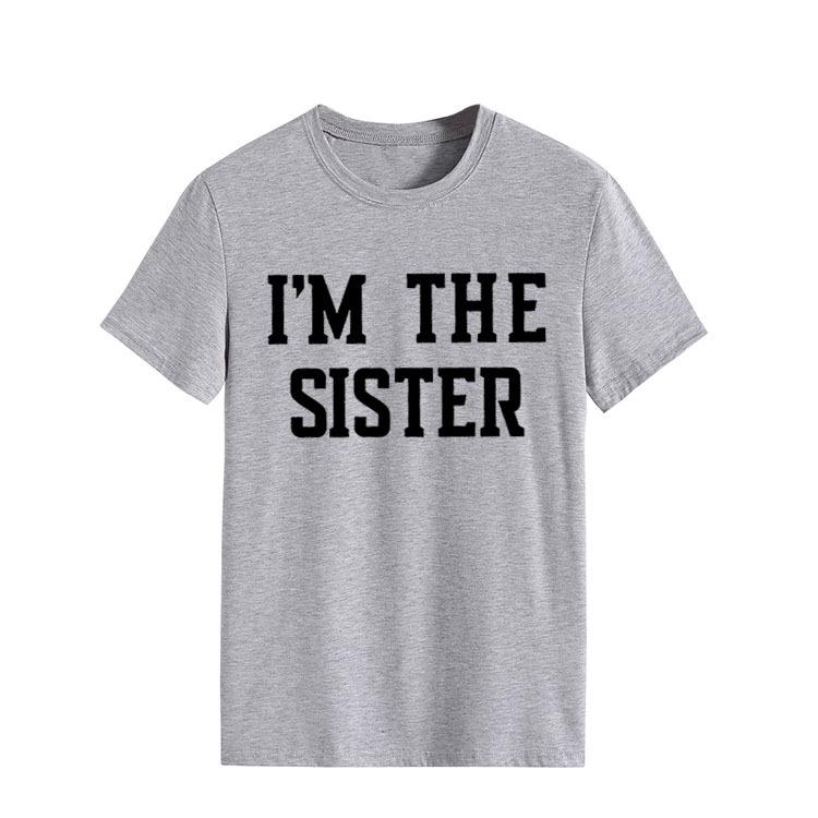 "I'M THE SISTER" Letter Print Women's Short-Sleeve T-Shirt - European & US Style Cross-Border Fashion.