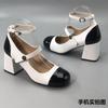 Fashion Brief Pumps Beige High Heels Round Toe Leather Women's Shoes Sandals Ladies Mary Jane Sweet 12cm African Lolita Block Retro