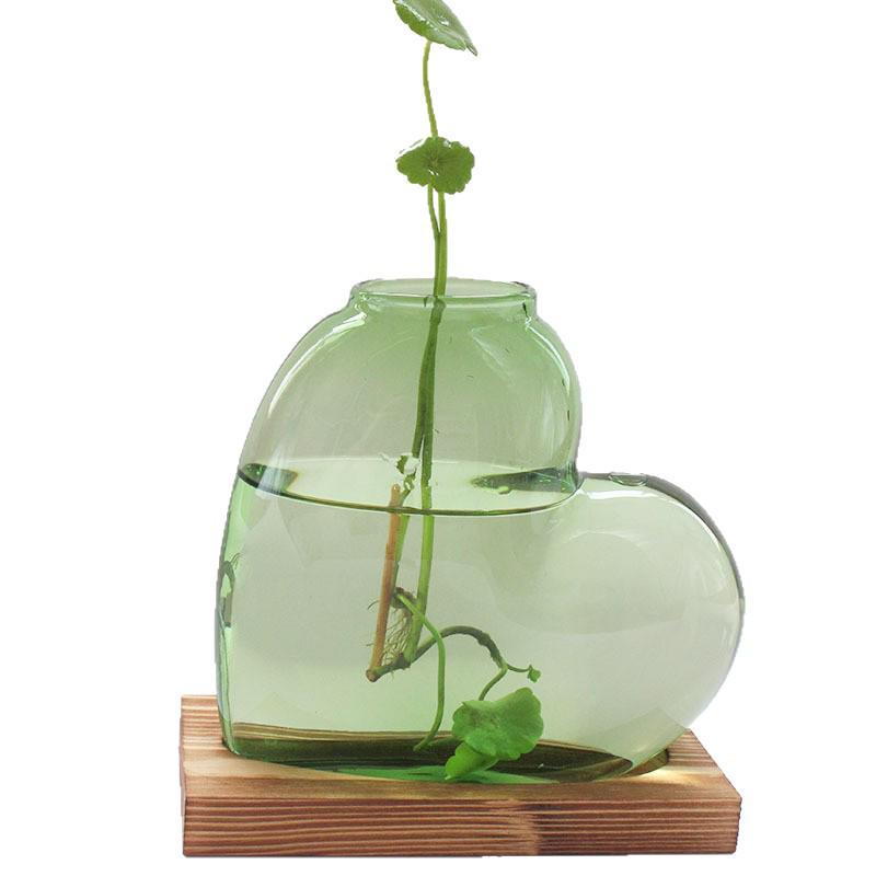 Kreative mehrfarbige Herz-Glas-Hydroponik-Vase – Schreibtisch-Blumenornament für Wohnzimmerdekoration.