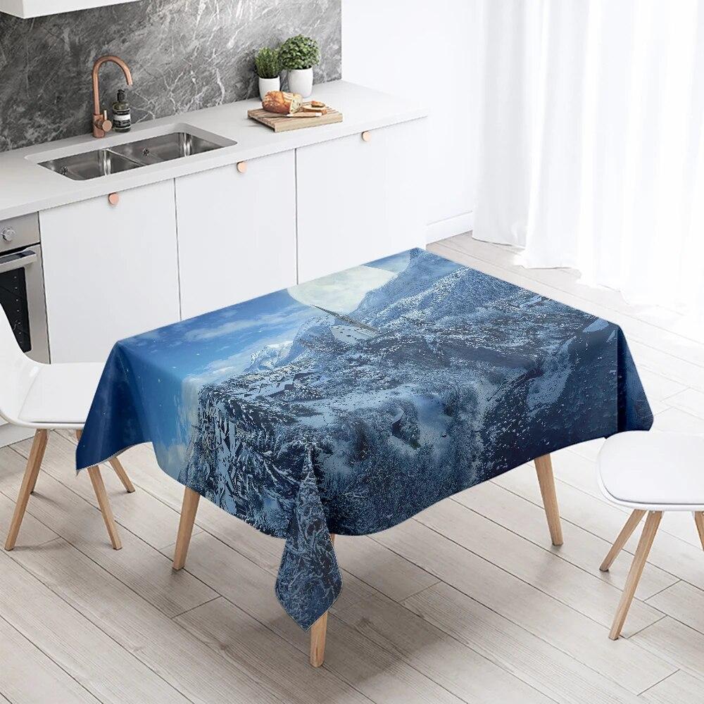 Snowflake Ice Tablecloth Wedding Party Restaurant Banquet Decoration Waterproof Rectangular  Home Table