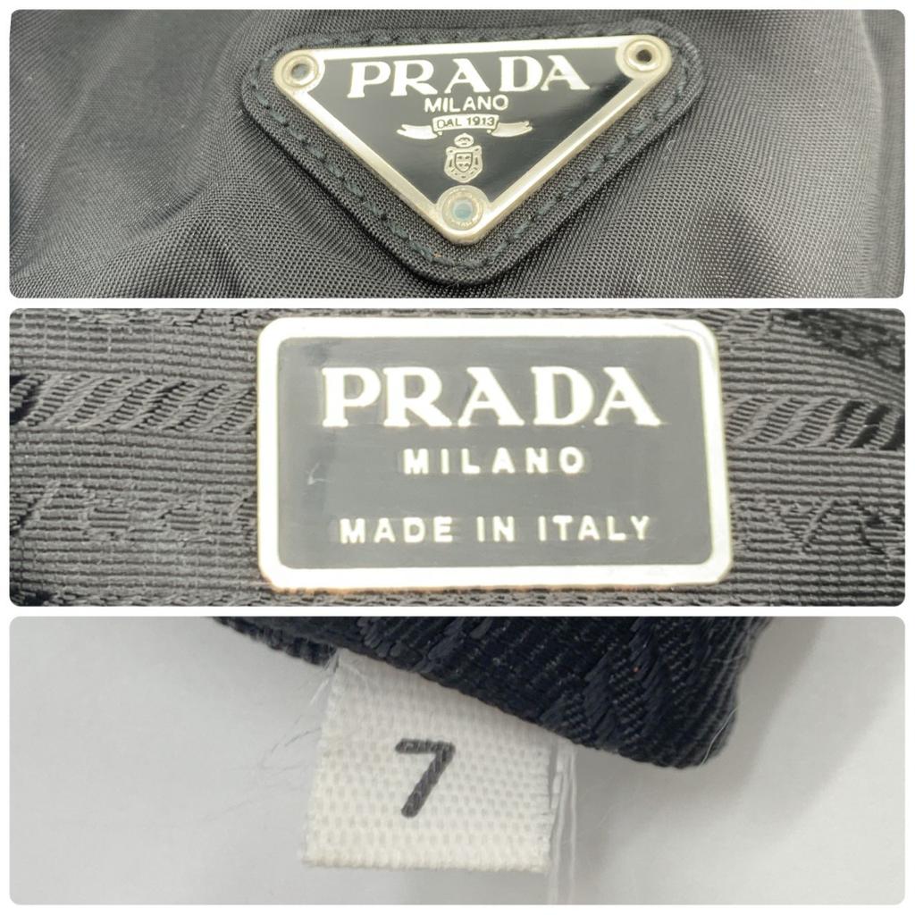 Prada Handbag Tote Shoulder Bag Tessuto Nylon Single Semi Shoulder Plastic Handle Arm Black