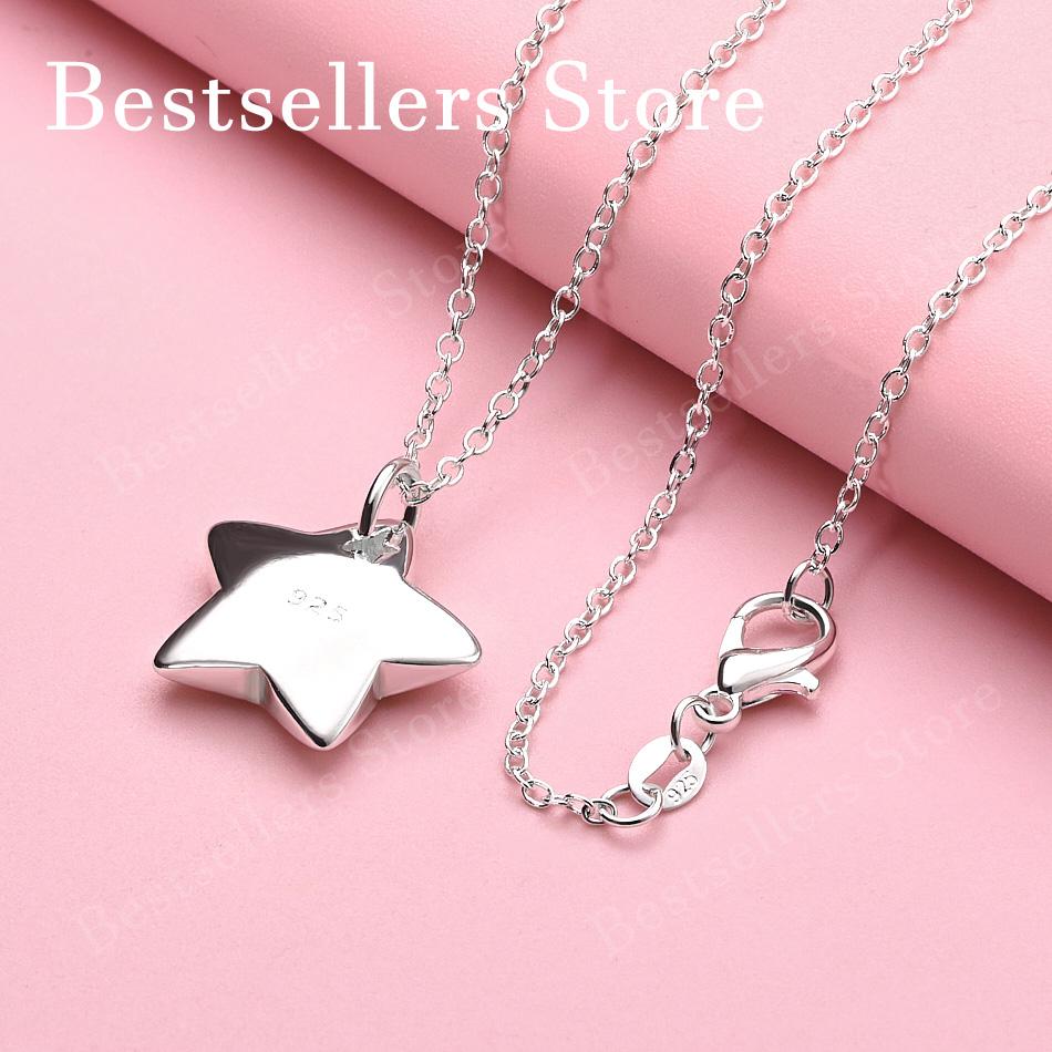 925 Sterling Silver 16-30 Inch Sparkling Star Pendant Necklace for Women's Fashion Wedding Jewelry Accessories