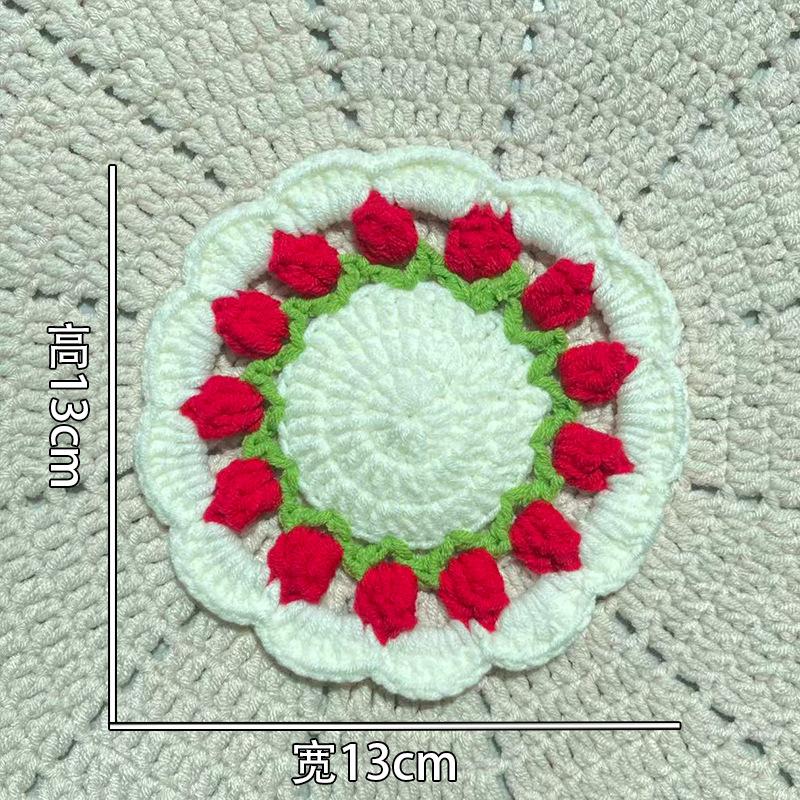 Finished product new cute wind ins small flower coaster placemat thermal insulation mat handmade wool crochet