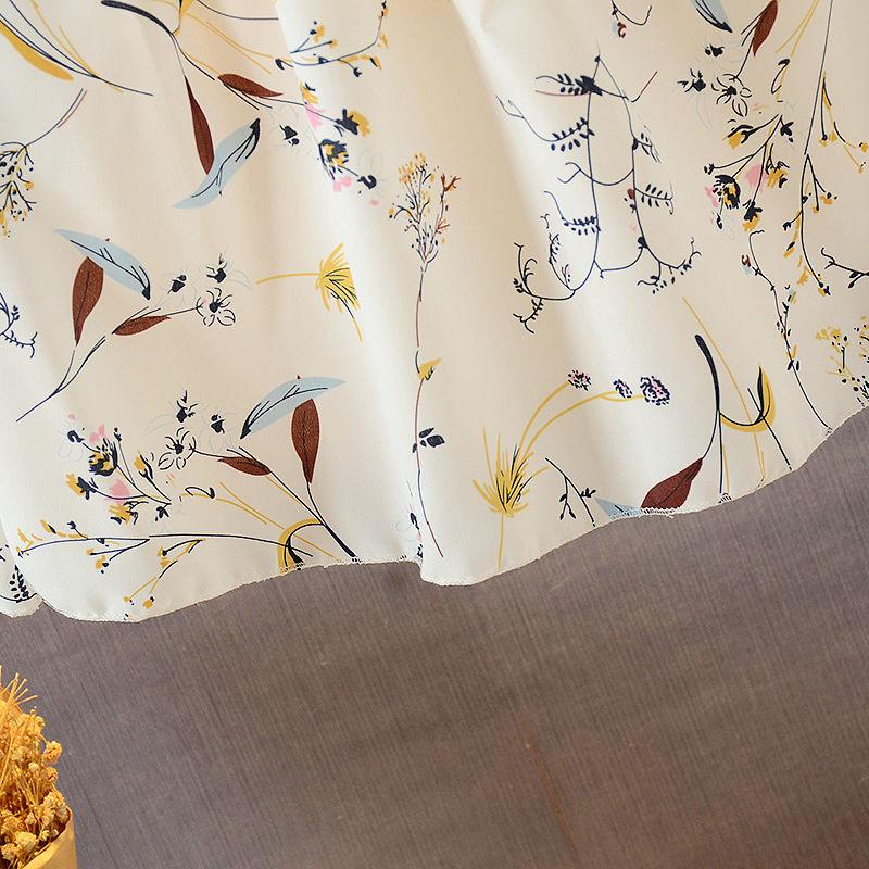 Girls Chiffon Dress Summer Children's Wear Waist 1-7 Years Old Lady Princess Floral Dress Loose Lotus Leaf