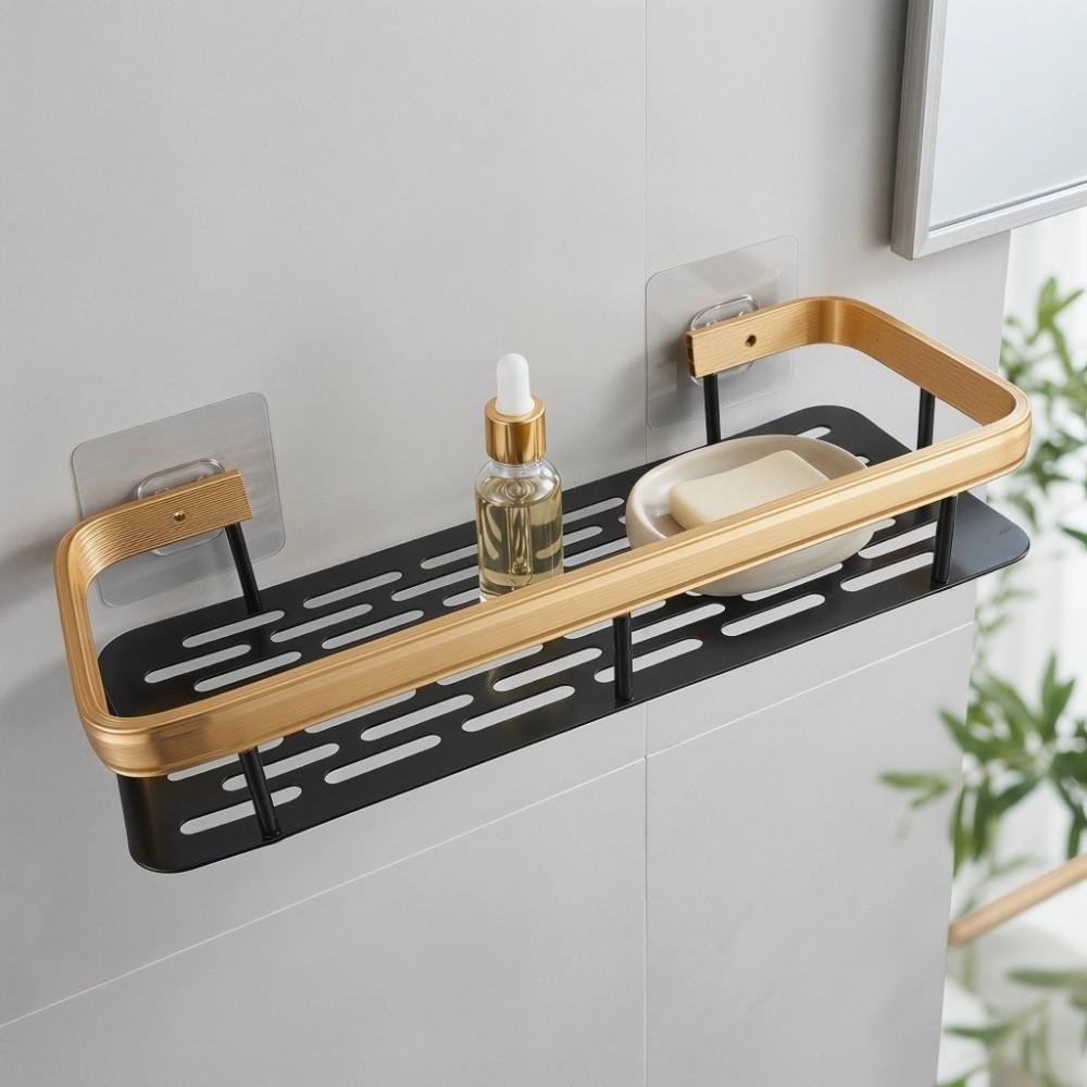 Black Gold Shower Shelf Aluminium Bathroom Shelf Rack Shower Organizer Space Saving