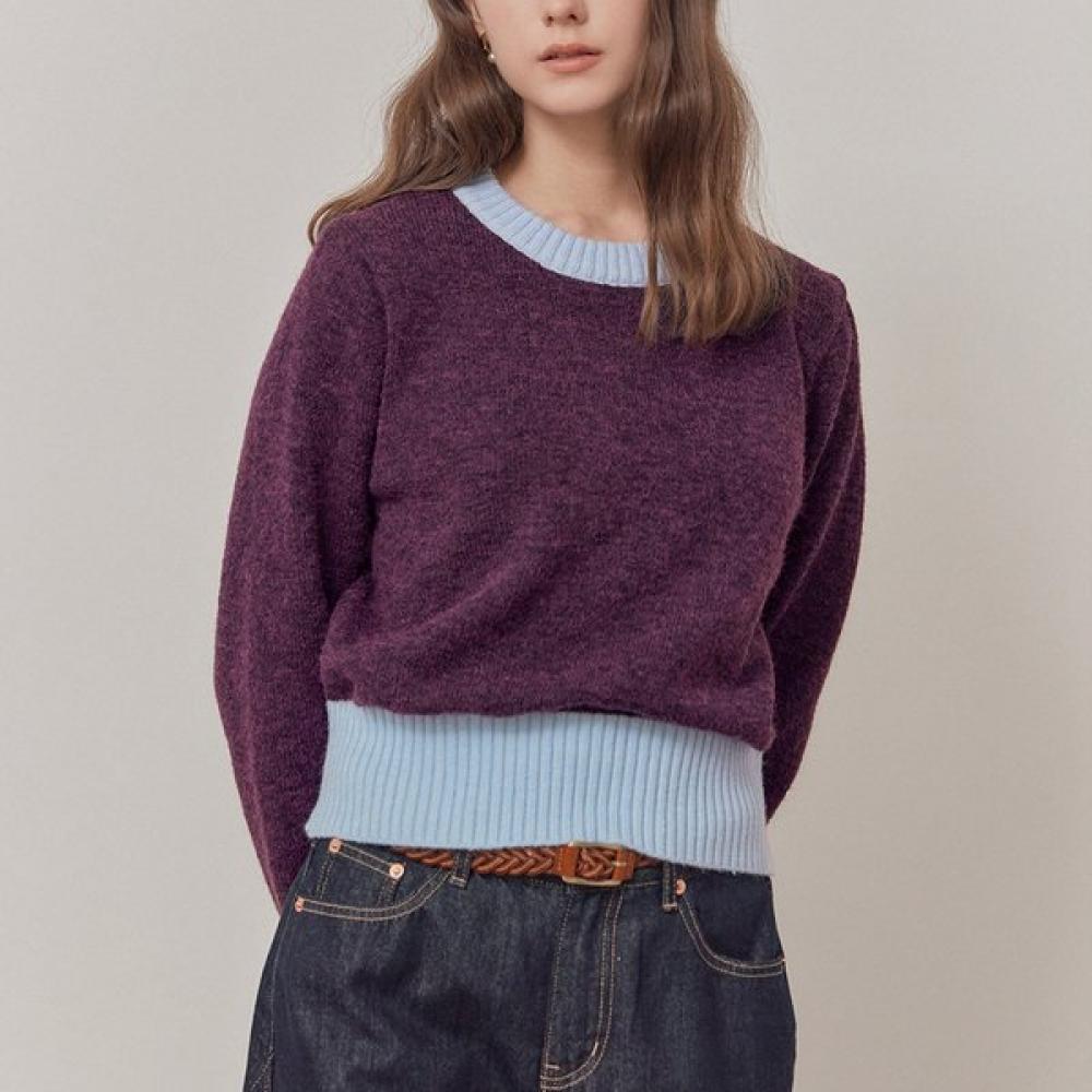 Color Matching Round Neck Crop Knit Zc11qk058on