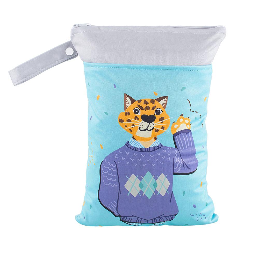 Cross-border Cartoon Print Hanging Baby Storage Bag, Reusable Diaper Bag with Wet/Dry Separation, Double-layer.