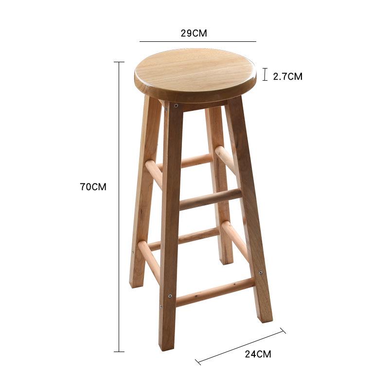 Creative European Solid Wood High Bar Stool, Simple Milk Tea Shop Chair