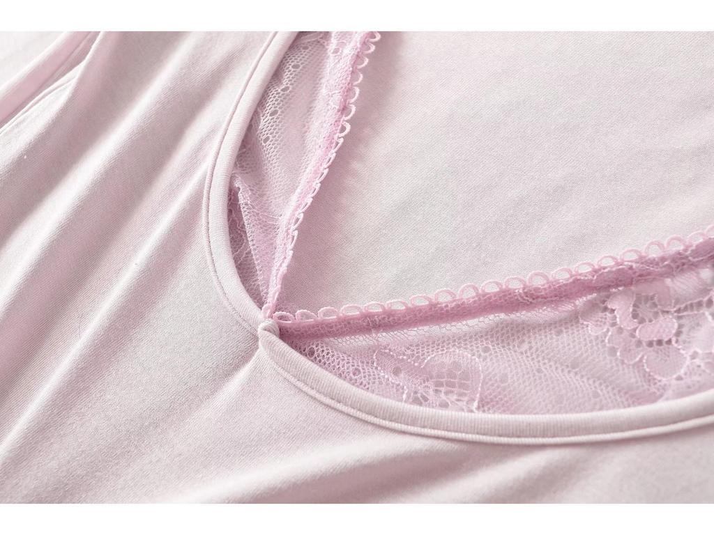 Women's Patchwork Lace Trim Slim Fit Long Sleeve T-Shirt for Spring/Autumn - Spicy Girl U-Neck Two-Piece Style