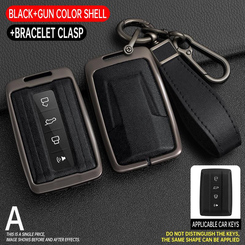Zinc Alloy+Leather Car Key Case For Great Wall Gwm Wey Tank 300 500 Tank300 Tank500 Car Remote Key Case Cover Protective Shell