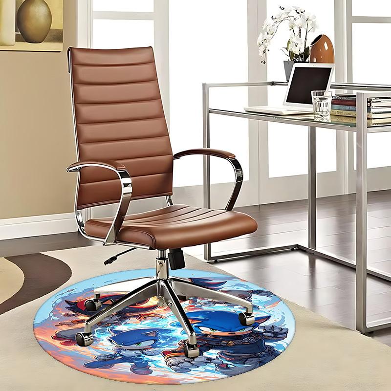

1pc Sonic the Hedgehog Anime Cartoon Design Round Carpet - Office Chair Mat, Non-Slip Rug for Home Decor, Living Room, Bedroom, Game Room, Dormitory, 80cm by 80cm