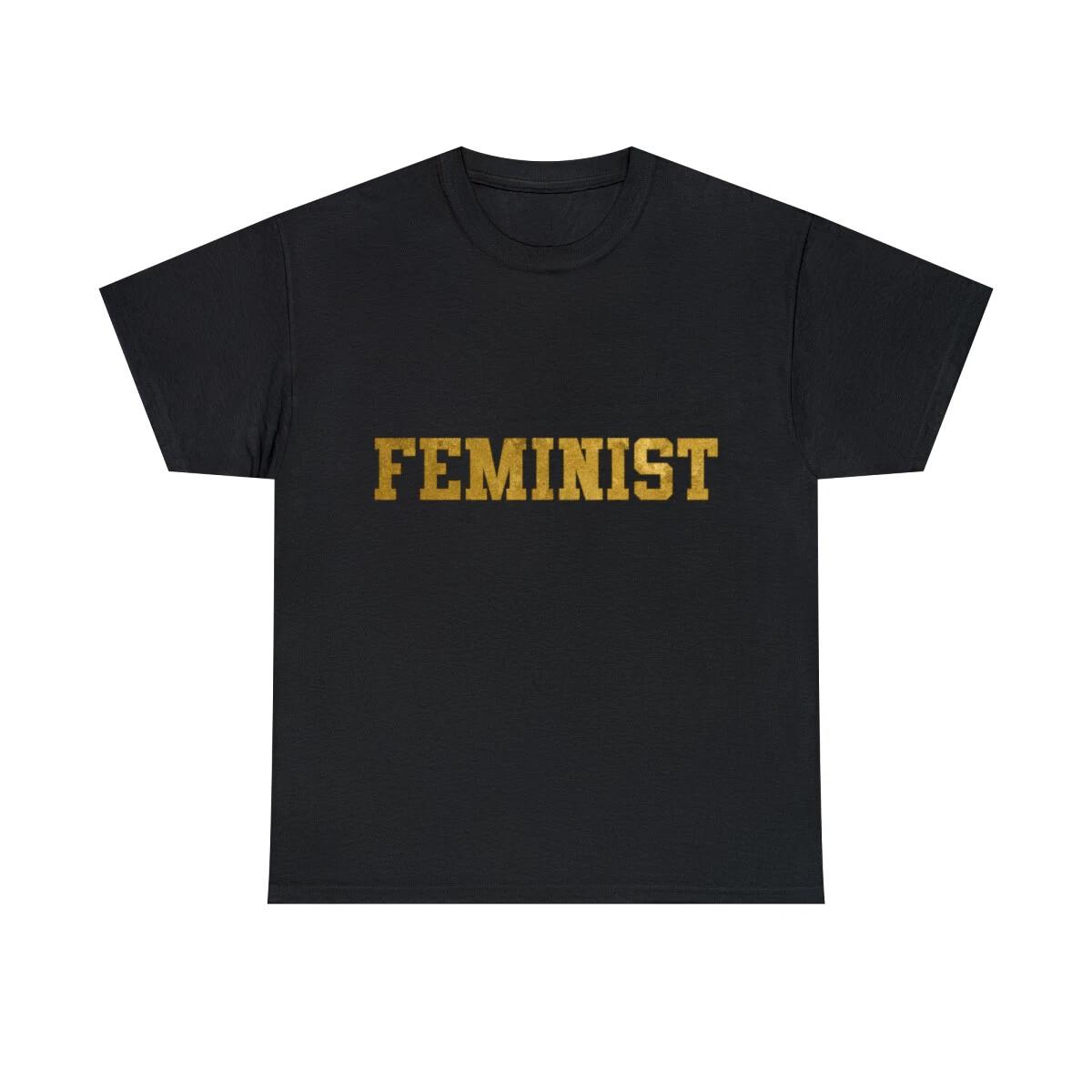 Feminist Gold University College Graphic Tee Shirt, S-5XL 2XL