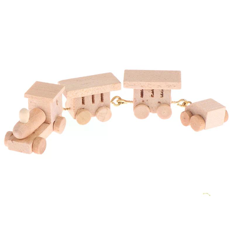 1pc 1:12 Dollhouse Miniature Wooden Train Simulation Model Toy Doll House Decor For Kids Creative Play