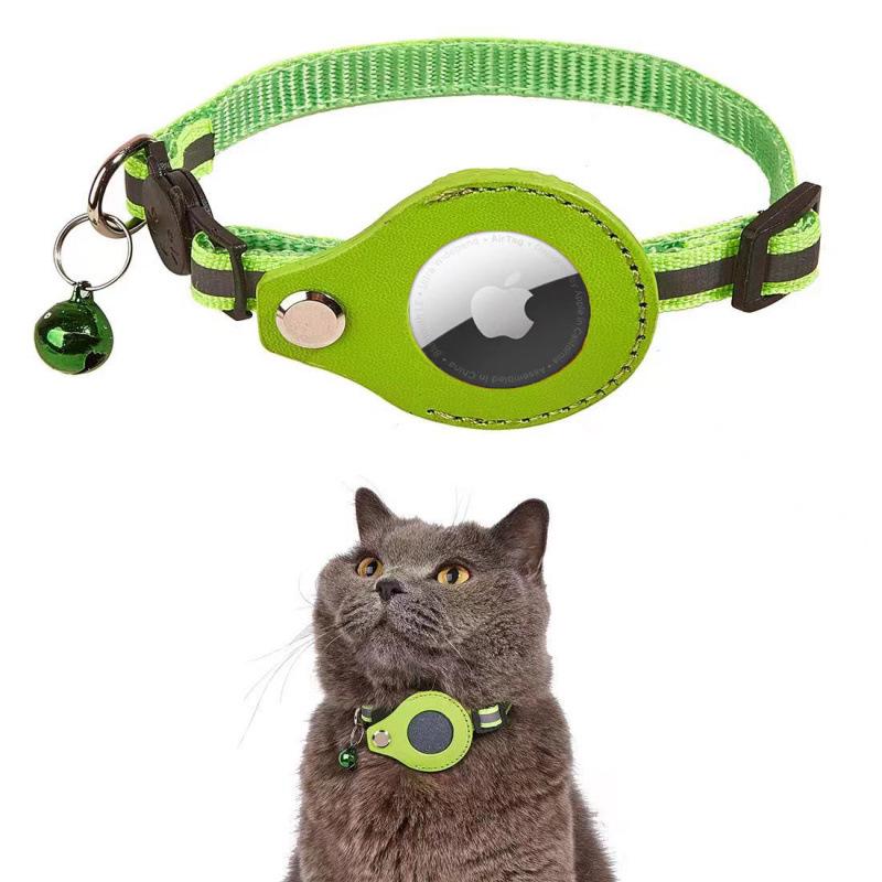Reflective Cat Collar with Airtag Holder and Bell - Anti-Lost Tracker for Cats