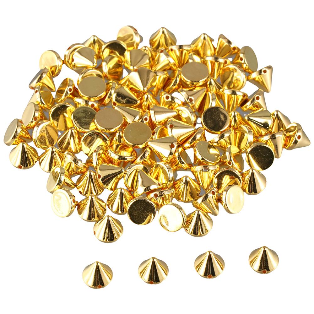 

200 шт., 10 мм, конусные шпильки, серебряные шипы, бусины, клей на панк-шипах, пуля-конус, одежда