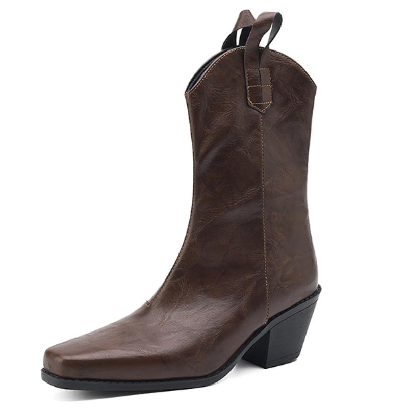 Vintage Ankle Boots for Women Autumn Winter Black Brown Short Boot Wedge Low Heels Footwear Riding Shoes Ladies Brand Large Size