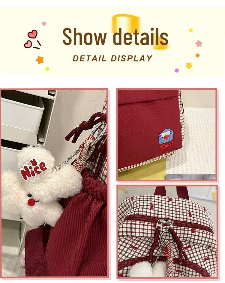 Słodki plecak w stylu japońskim z kokardą: Lekka, wodoodporna torba na ramię dla uczniów szkół średnich i ponadgimnazjalnych.