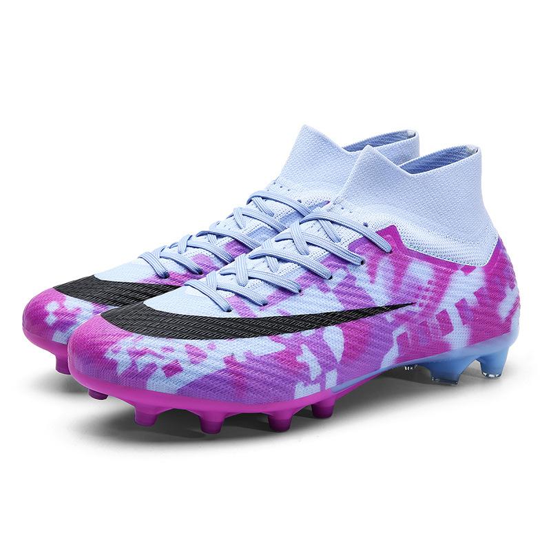 

High-Top Football Shoes Fly-Woven Seamless Offset Printing Tf Broken Nails Artificial Turf Ag Nails Leather Feet Training For Men And Women 33