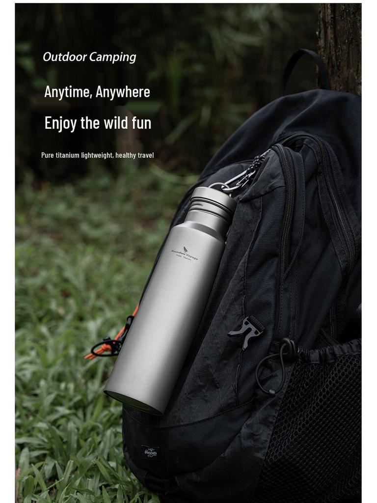 Ultra-Light Pure Titanium Water Bottle - Large Capacity, Wide Mouth, with Handle for Camping & Sports