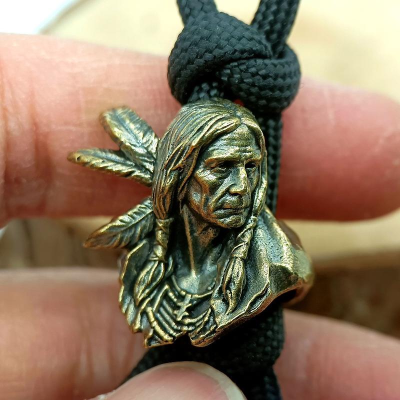 1 Stück Indischer Krieger Messing Messerperle Edc Diy Paracord Gewebte Armbänder Lanyard Anhänger Zubehör Outdoor Werkzeug Anhänger Charms