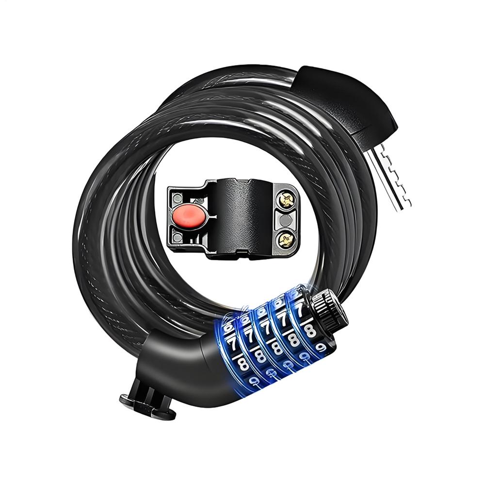 Bike Lock 5-Digit Combination Cable Resettable Anti-Theft Bike Lock For Outdoor Camping Scooter Trail Biking School Mountain