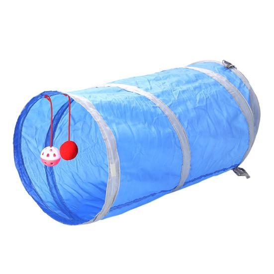 

Pet Cat Kitten Tunnel Tube Toy Hide Playing Foldable House Hanging Ball Bell синій