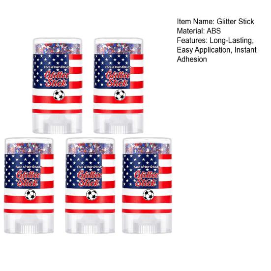 Patriotic Glitter Stick, Red White Blue Star Face Paint for Independence Day, Body Shimmer Crayon for Festival