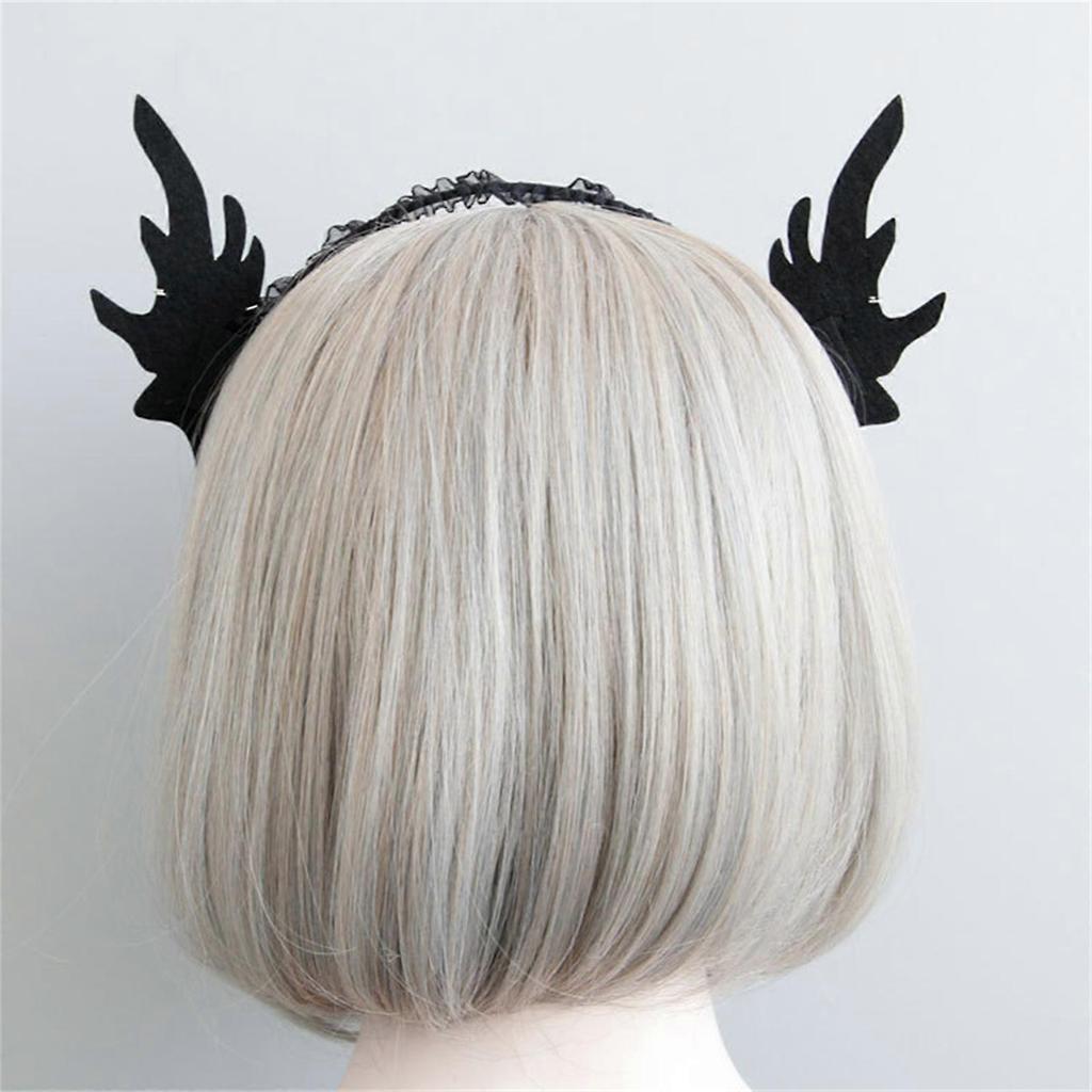 Unique Halloween Rabbit Ear Lace Headband Hair Accessories Halloween Decorations Party Must Have Hair Hoop Women  Black