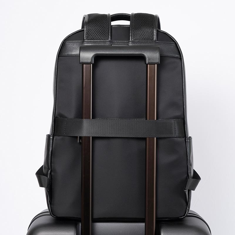 Genuine Leather Men's Business Fashion Casual Computer Backpack Simple Multi-layer Men's Bag