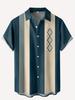 Men's Hawaiian Beach Resort Casual Shirt Summer Fashion Loose Weave Breathable Short-Sleeved Striped Print Loose Streetwear