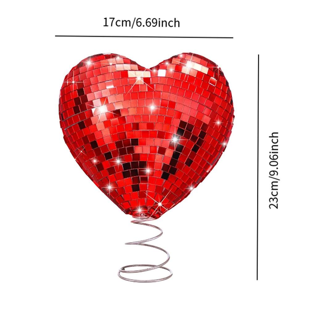 Valentine Heart Tree Topper Decorative Creative Shiny Treetop Decor Display for Party Engagement Apartment Outdoor Events